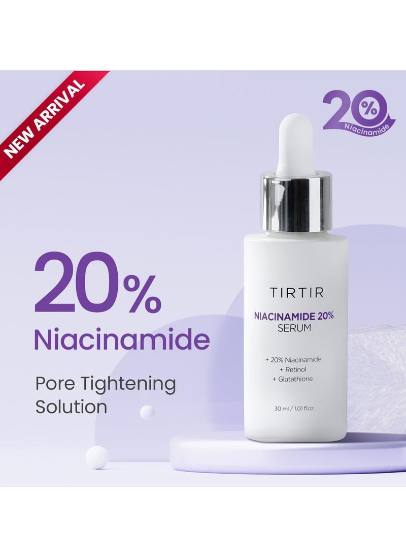 TIRTIR Niacinamide 20% Serum 30ml – Brightening & Skin Tone Correcting Serum for Dark Spots, Acne Scars & Hyperpigmentation – Korean Skincare for Smooth, Even Skin Tone