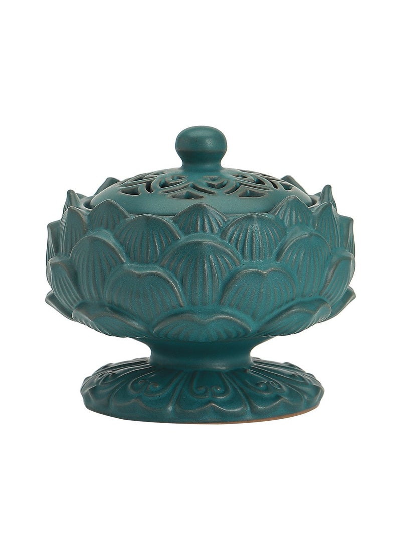 Lotus ceramic incense burner sandalwood home incense ornaments Lotus incense burner creative incense burner /180# Lotus incense burner (green)