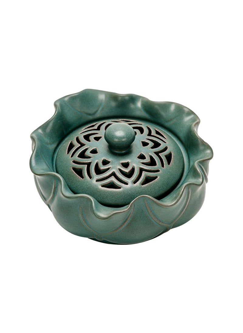 Lotus incense burner ceramic sandalwood home incense ornaments Lotus incense burner/green