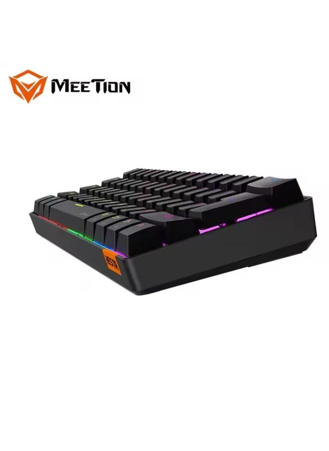 Meetion MK005BT 60% Gaming Keyboard Wireless Keybroad 12 Multimedia Shortcuts Keys Bluetooth Keybroad With True Mechanical Fixed Shaft LED Backlight Brightness Adjustable Anti-Ghosting Mechanical Keyboard For Windows And Mac Black