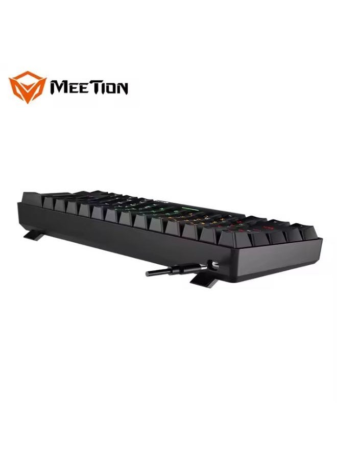 Meetion MK005BT 60% Gaming Keyboard Wireless Keybroad 12 Multimedia Shortcuts Keys Bluetooth Keybroad With True Mechanical Fixed Shaft LED Backlight Brightness Adjustable Anti-Ghosting Mechanical Keyboard For Windows And Mac Black