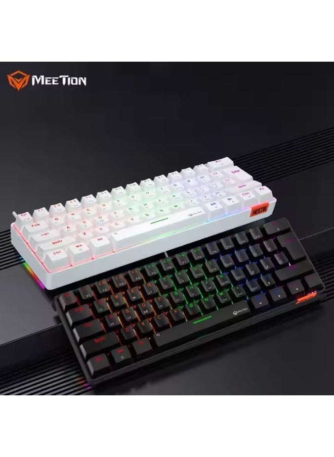 Meetion MK005BT 60% Gaming Keyboard Wireless Keybroad 12 Multimedia Shortcuts Keys Bluetooth Keybroad With True Mechanical Fixed Shaft LED Backlight Brightness Adjustable Anti-Ghosting Mechanical Keyboard For Windows And Mac