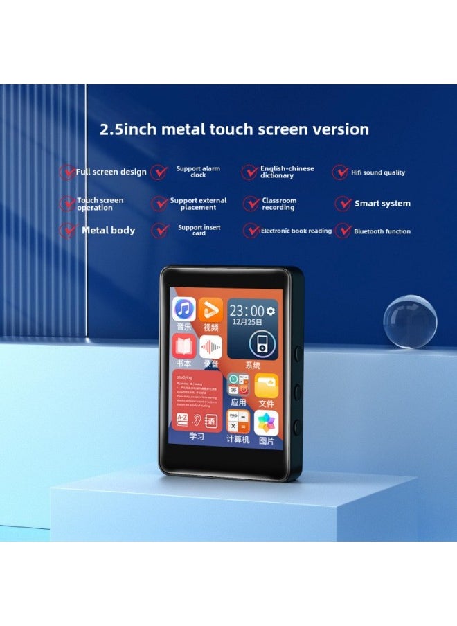 Mp4 Students Mp5 Touch Screen Edition High School Students Watch Novels Mp3 Walkman Listening To Songs Can Connect To Bluetooth Student Edition-Body Color:2.5inch Touch Screen [with Bluetooth [upgraded Large Battery-Memory Capacity:128g Downloaded A Lot Of Songs And Novels + Free Silicone Case