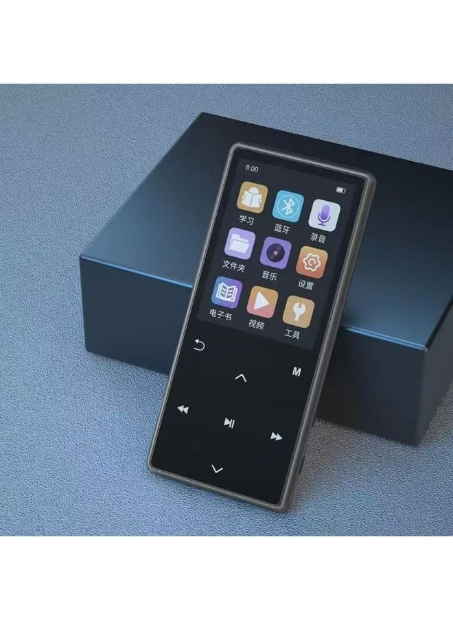 Touch Screen Bluetooth Mp3 Small Walkman Student Edition English Mp4 Full Screen P3 Player-Body Color:Metallic Blue [touch Version + English-chinese Dictionary] With Bluetooth-Memory Capacity:8g Memory [free Full Set Of Accessories]