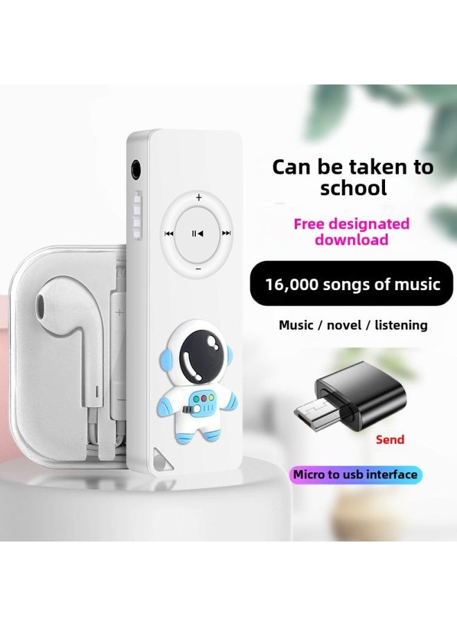 Mp3 Music Player Mini Walkman Mp4 Students MP3 Card Outside Ring Listening Cartoon-Body Color:Little Lion-Memory Capacity:External Sound Version 16g Can Save 4000 Songs + Four-piece Set