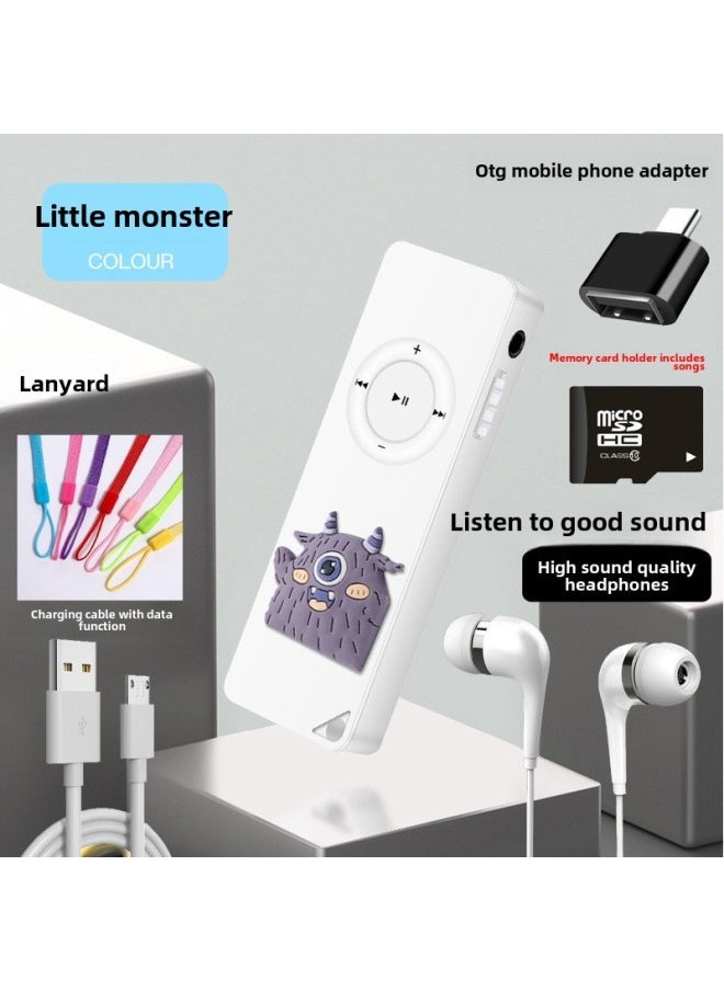 Mp3 Music Player Mini Walkman Mp4 Students MP3 Card Outside Ring Listening Cartoon-Body Color:Little Lion-Memory Capacity:External Sound Version 16g Can Save 4000 Songs + Four-piece Set