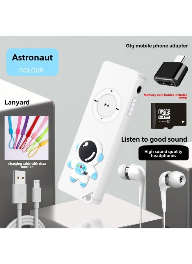 Mp3 Music Player Mini Walkman Mp4 Students MP3 Card Outside Ring Listening Cartoon-Body Color:Little Lion-Memory Capacity:External Sound Version 16g Can Save 4000 Songs + Four-piece Set