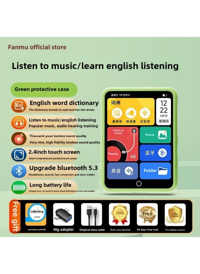 Fan Mu Mp3 Walkman Student Edition Mp4 Senior High School Student English Listening Music Player Bluetooth Listening Song Yao Cheng-Body Color:[black Protective Case] 2.4 Hd Screen-english Dictionary#Learning Version-Memory Capacity:96gb (body 32g Memory + 64g Card) [★Recommended By 86% Of Teachers And Students]-package 1: Main