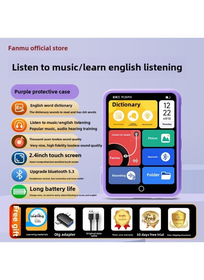 Fan Mu Mp3 Walkman Student Edition Mp4 Senior High School Student English Listening Music Player Bluetooth Listening Song Yao Cheng-Body Color:[black Protective Case] 2.4 Hd Screen-english Dictionary#Learning Version-Memory Capacity:96gb (body 32g Memory + 64g Card) [★Recommended By 86% Of Teachers And Students]-package 1: Main