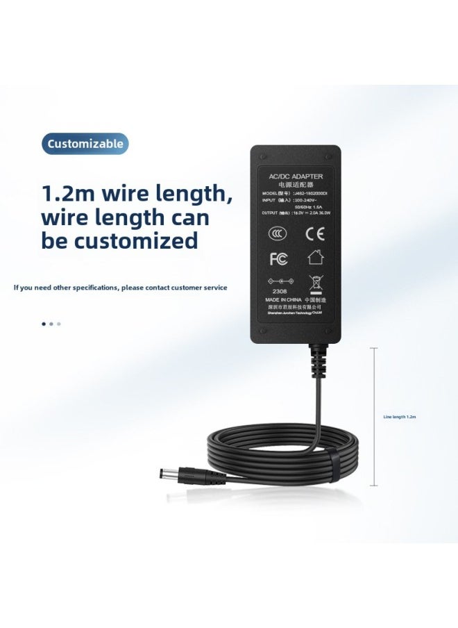 Power Adapter 18v2a For Audio 36W Power Supply Medical Certification IEC606019706 Adapter-Color:Black 18v2a Desktop Tail-Specifications:Dc Head 5.5*2.5*10mm