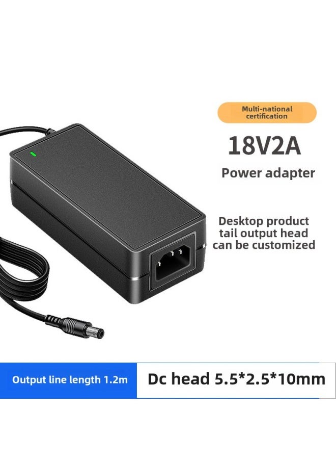 Power Adapter 18v2a For Audio 36W Power Supply Medical Certification IEC606019706 Adapter-Color:Black 18v2a Desktop Tail-Specifications:Dc Head 5.5*2.5*10mm