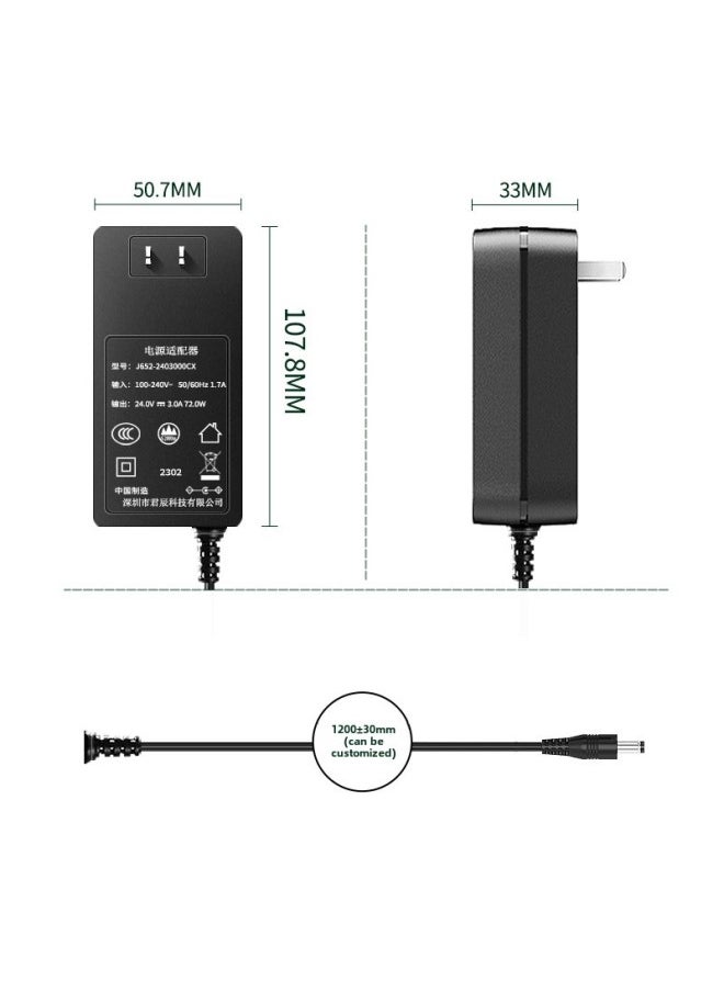 24v3a Switching Power Adapter DC Stabilized Water Purifier Printer 72W American Standard UL Certified Power Supply-Color:DC5.5 * 2.1 * 10MM Tuning Fork Straight Head-Specifications:24V3A Adapter European Standard CE Certified