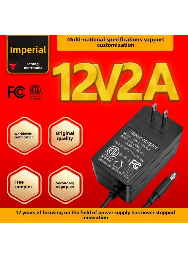 DC12v Power Supply Small Household Appliances Side Plug Power Adapter In The United States, And Britain 12v2a/3a/4a/5a/6a Power Supply-Color:12v2a/24w-Specifications:Medium Micro Usb
