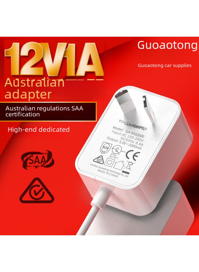 12v1a Australian Standard SAA Certified Power Adapter 12W White Simple Adapter SAA High Quality Power Supply-Color:White-Specifications:12V1A DC Head 5.5*2.1