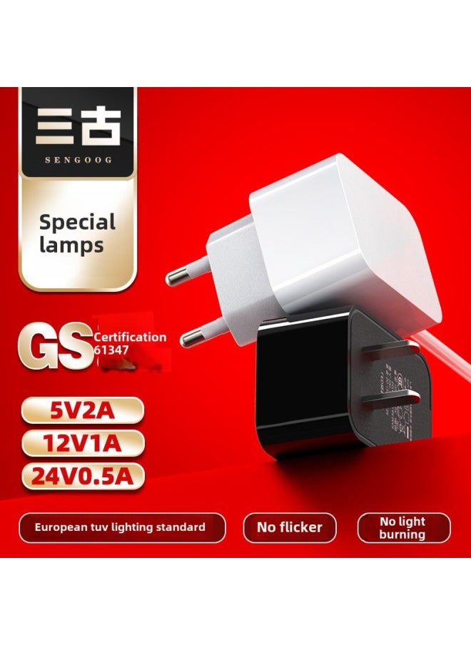 61347 European 12v1a/24v0.5a Lamp Lamp Adapter GS Certification European 5v2a Power Adapter-Color:24v0.5a Dedicated Lamps European Standard Gs Certification Black-Specifications:DC Head 3.5*1.35