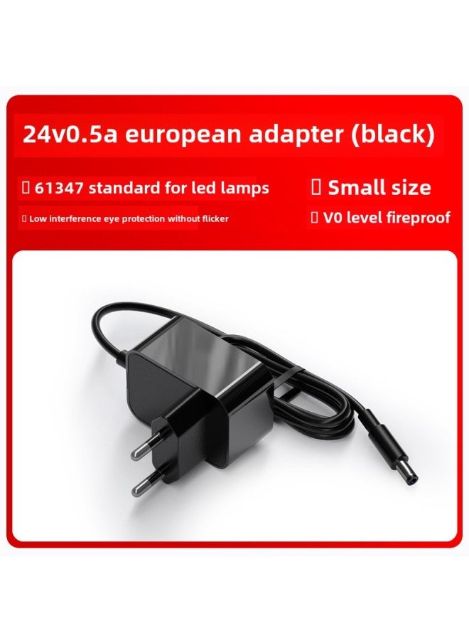 61347 European 12v1a/24v0.5a Lamp Lamp Adapter GS Certification European 5v2a Power Adapter-Color:24v0.5a Dedicated Lamps European Standard Gs Certification Black-Specifications:DC Head 3.5*1.35