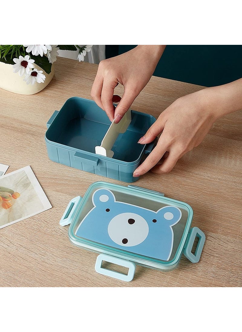 wolpin 1 Pc Lunch Box For Kids Tiffin Box For Boys, Girls, School & Office, Rectangular Lunch Box For Kids Microwave Safe, Cartoon (Random Colors, Food Grade Pp Plastic), 800 Milliliter