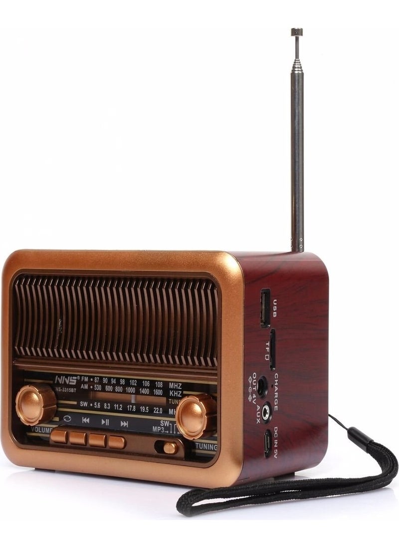 NS-3315BT Portable Nostalgic Radio Bluetooth Speaker Mp3 Player