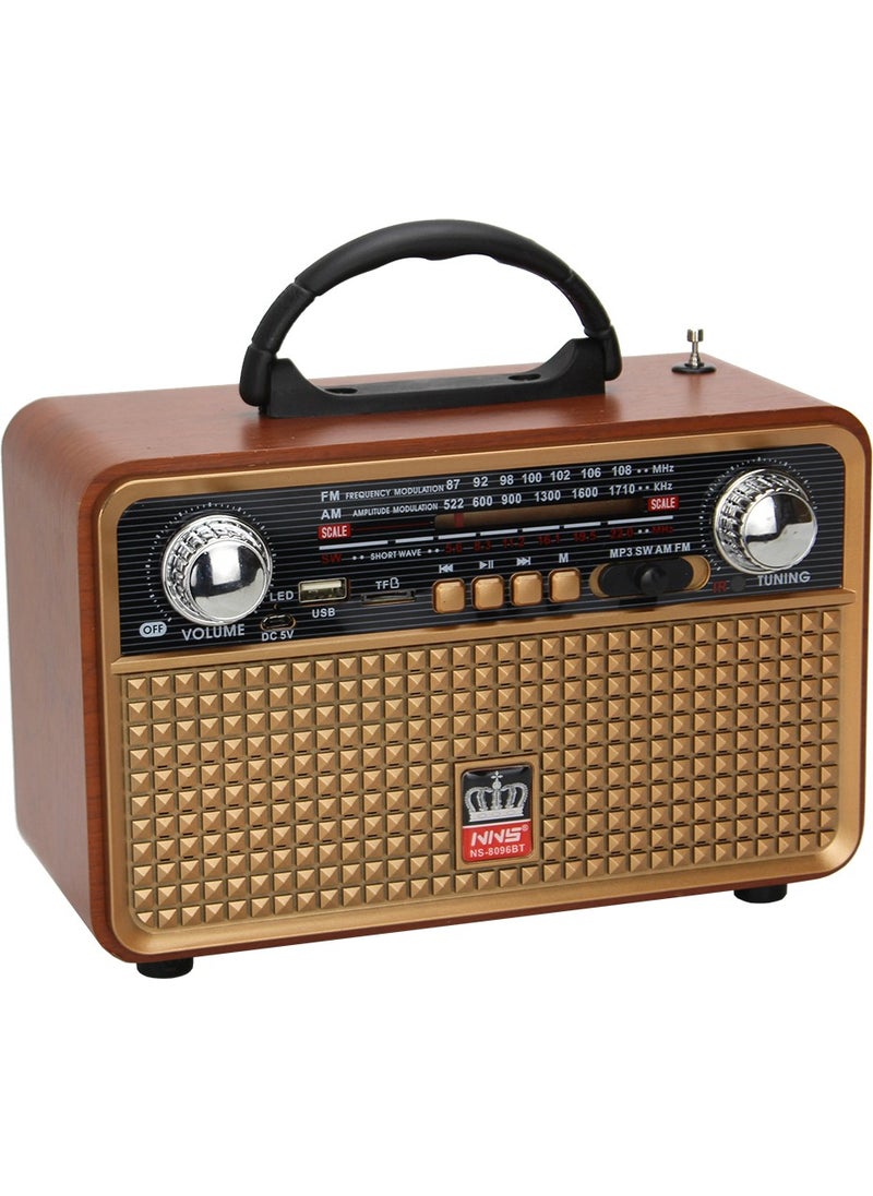 NS-8096BT Portable Nostalgic Radio Bluetooth Speaker Usb+Tf Card+Aux
