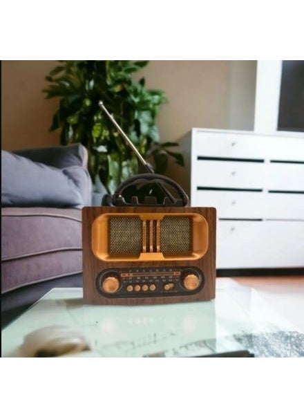 Wooden Portable Nostalgia Design RT-731 Bluetooth Radio FM - SD Card - Flash Memory Port