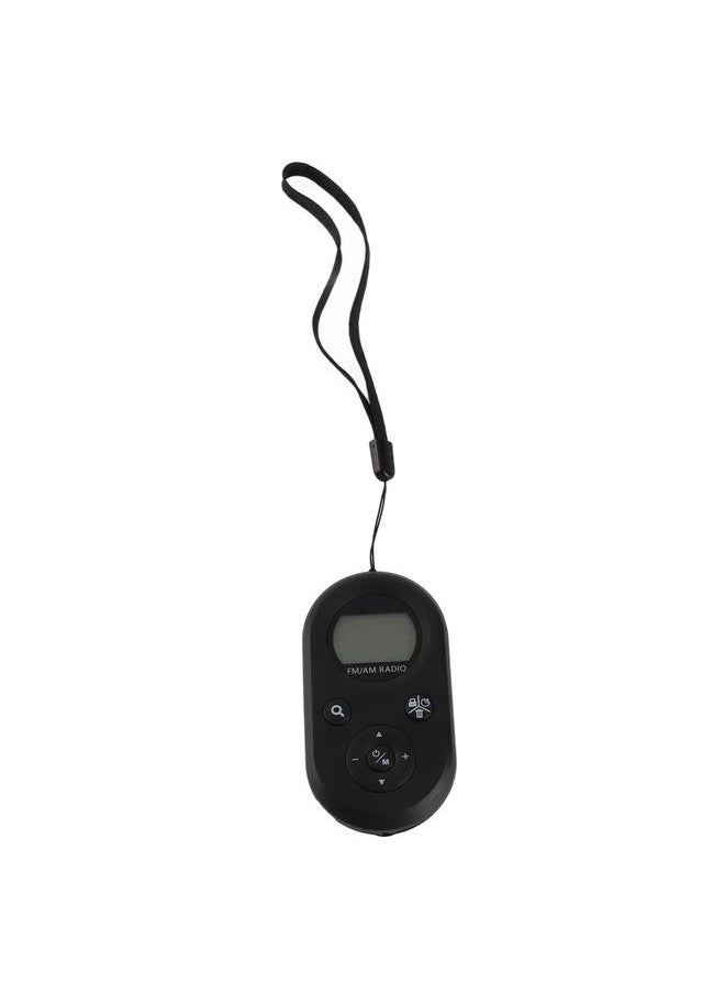 Pocket Radio Black with Backlight Rechargeable LCD Display 500mAh Portable AM FM Pocket Radio