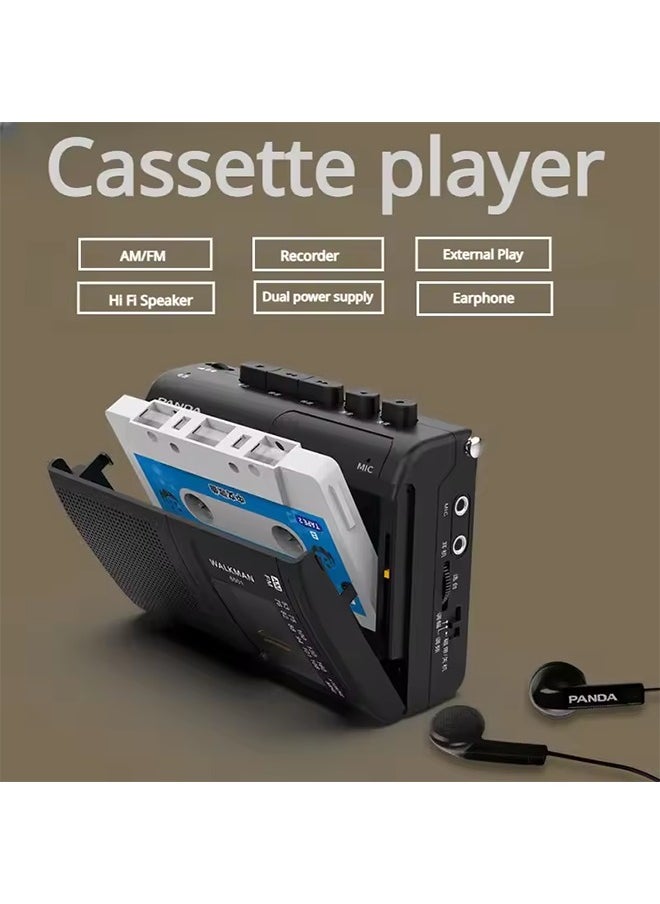 Portable Tape AM/FM Radio Retro Cassette Music Player Walkman Tape Recorders With Loudspeaker Support 3.5mm Headphone Play