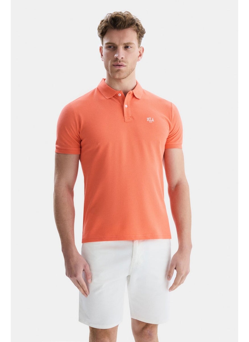Lakes Pink Polo Neck Embroidered Men's Tshirt