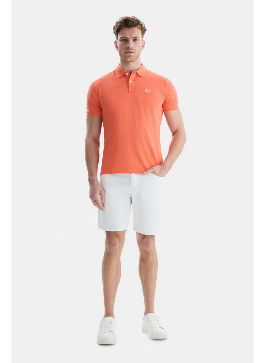 Lakes Pink Polo Neck Embroidered Men's Tshirt