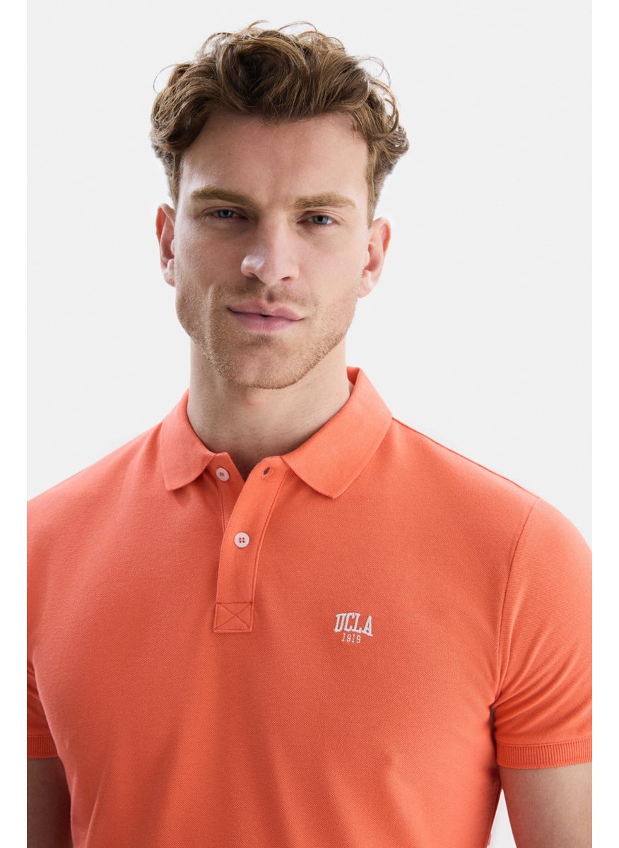 Lakes Pink Polo Neck Embroidered Men's Tshirt