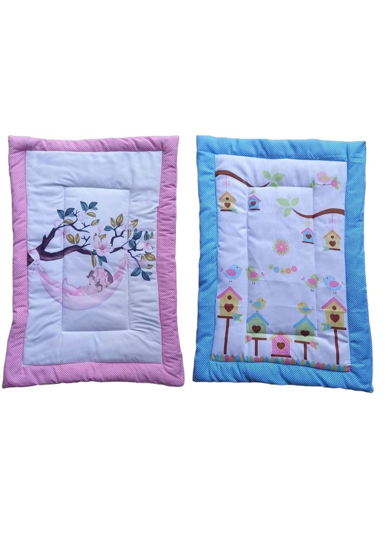 ONDOLL Combo Newborn Baby Pom Pom Cotton Baby Bed Godari Cradle Bed Crib Sheet Changing Mat Baby Godadi Godari Bedding Set Mattress_Pack of 2 Piece_20 30 Inch_V_i_668696_Multicolor