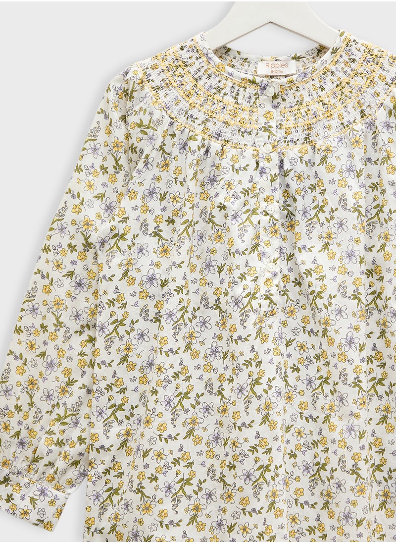 Girls Floral Print Blouse