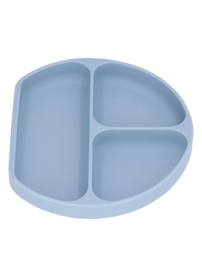 Baby Suction Plate Non Slip Toddler Baby Self Feeding Food Grade Soft Silicone Divided Suction Plate Grey Blue