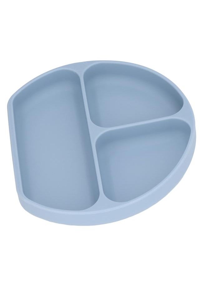 Baby Suction Plate Non Slip Toddler Baby Self Feeding Food Grade Soft Silicone Divided Suction Plate Grey Blue