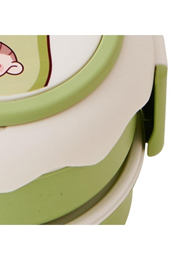 Stackable Lunch Box Cute Cartoon Fruit Style Double Layers Handle Design Student Bento Box for Office School Home Avocado