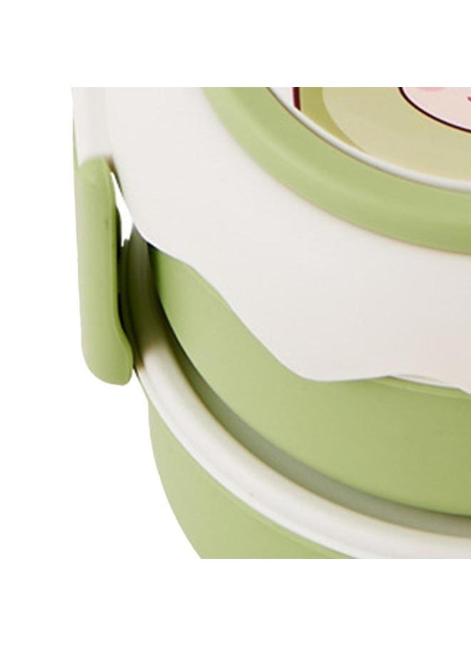 Stackable Lunch Box Cute Cartoon Fruit Style Double Layers Handle Design Student Bento Box for Office School Home Avocado