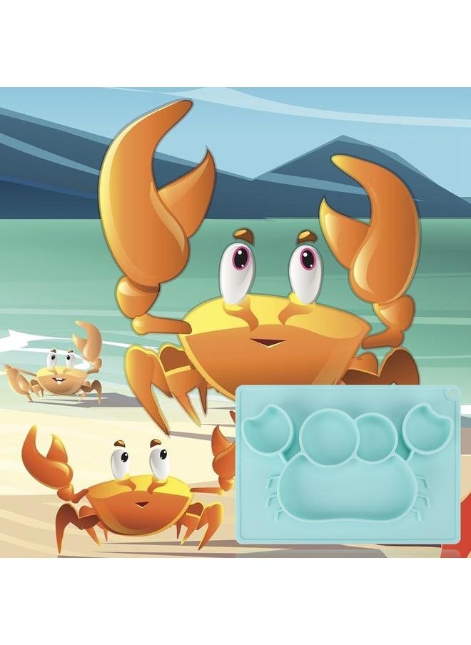 High Quality Baby Silicone Bowl For Dinner Strong Adsorbability With Crab Pattern(Blue)