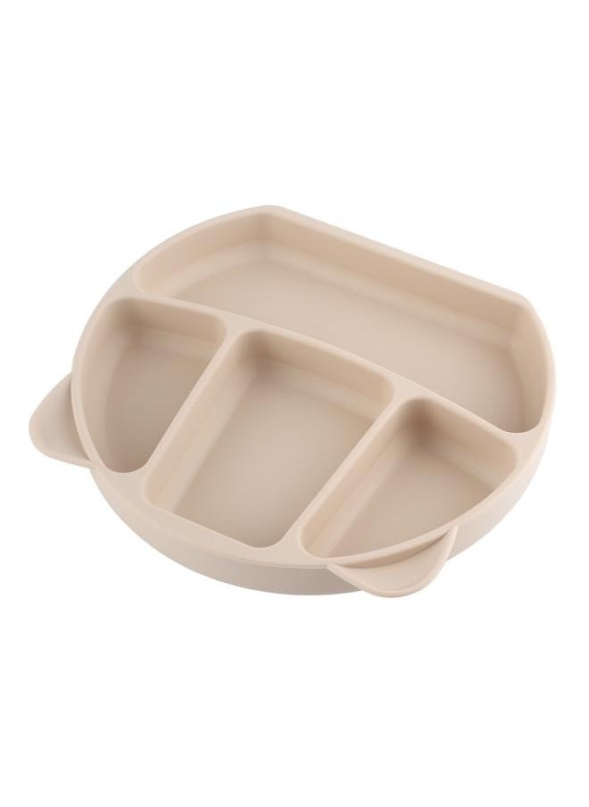 Silicone Suction Plate Safe Food Grade One Piece Cute Panda Shape Strong Suction Grip Divided Dish for Infant Toddler Beige