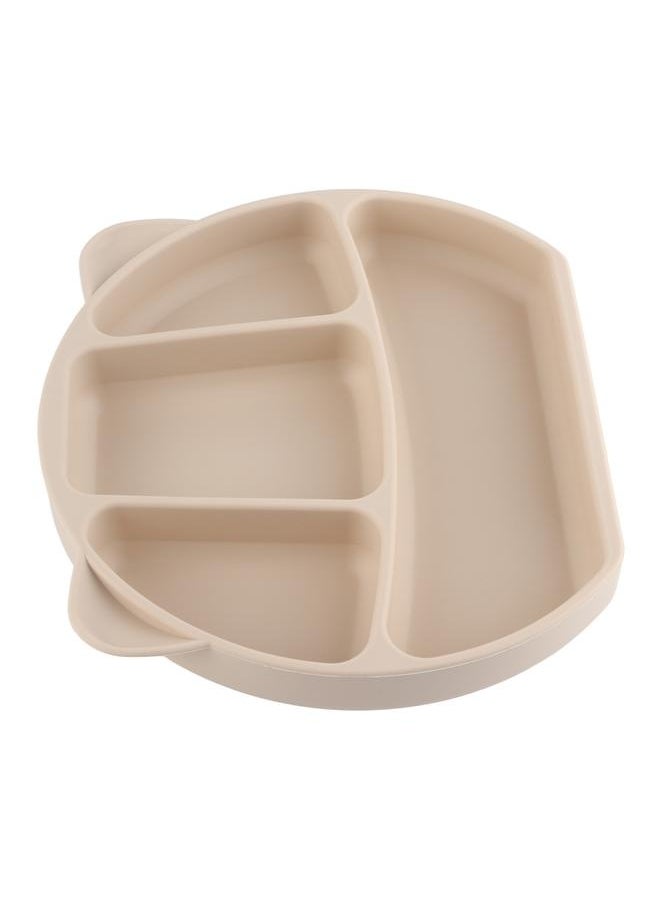 Silicone Suction Plate Safe Food Grade One Piece Cute Panda Shape Strong Suction Grip Divided Dish for Infant Toddler Beige