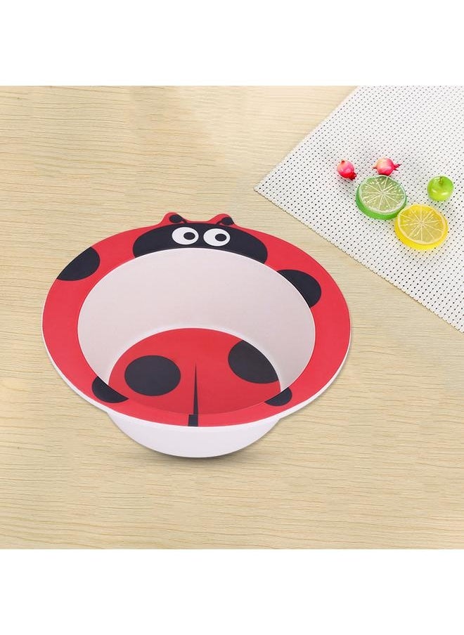 Baby Toddler Cartoon Bamboo Fiber Feeding Dish Dinner Plate Food Tray Tableware (Ladybird)