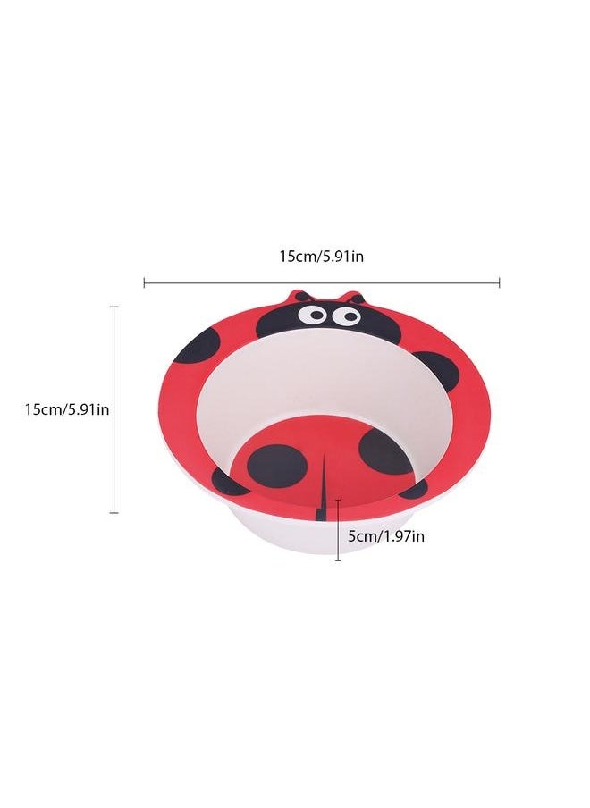 Baby Toddler Cartoon Bamboo Fiber Feeding Dish Dinner Plate Food Tray Tableware (Ladybird)