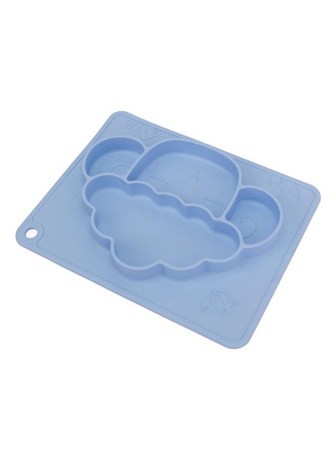 Baby Divided Suction Plate Slip Proof Animal Shape Self Feeding Toddler Silicone Divided Placemat Blue