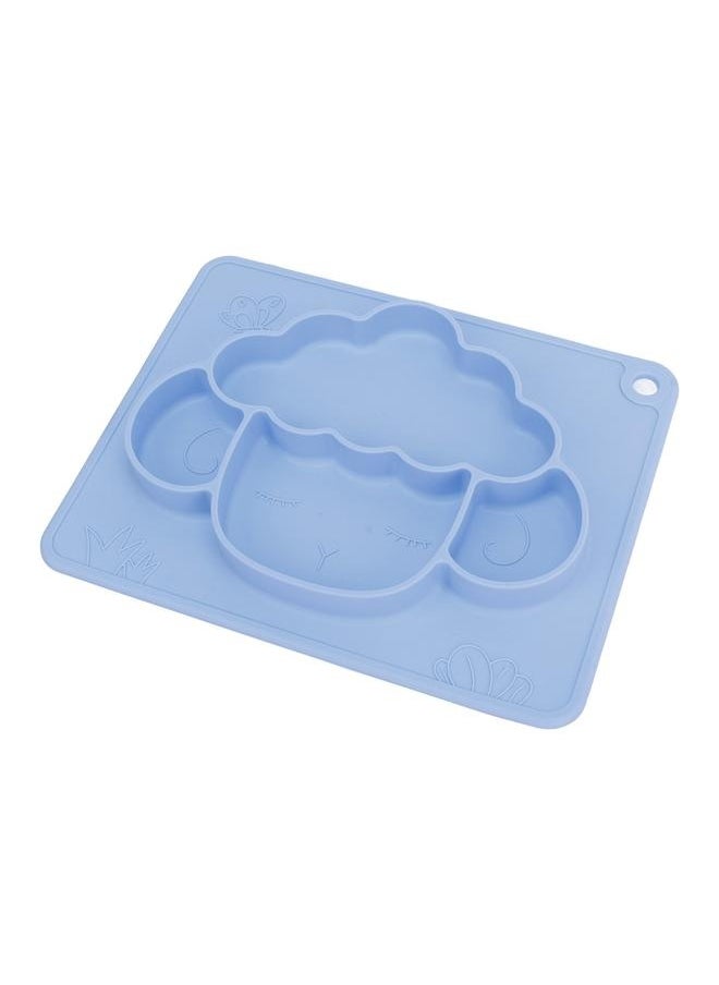 Baby Divided Suction Plate Slip Proof Animal Shape Self Feeding Toddler Silicone Divided Placemat Blue