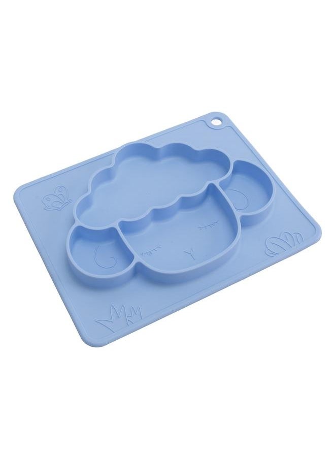 Baby Divided Suction Plate Slip Proof Animal Shape Self Feeding Toddler Silicone Divided Placemat Blue