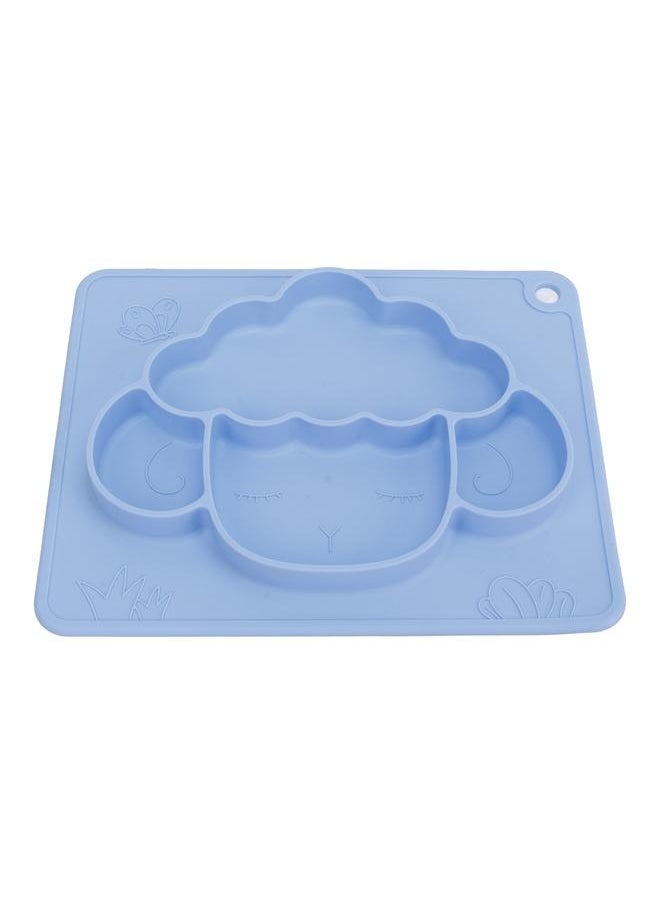Baby Divided Suction Plate Slip Proof Animal Shape Self Feeding Toddler Silicone Divided Placemat Blue