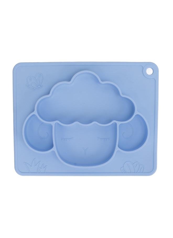 Baby Divided Suction Plate Slip Proof Animal Shape Self Feeding Toddler Silicone Divided Placemat Blue