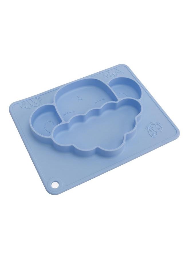 Baby Divided Suction Plate Slip Proof Animal Shape Self Feeding Toddler Silicone Divided Placemat Blue