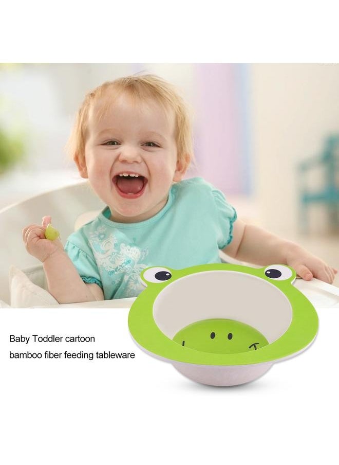 Baby Toddler Cartoon Bamboo Fiber Feeding Dish Dinner Plate Food Tray Children Tableware (Frog)