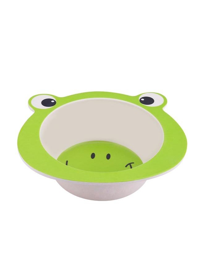 Baby Toddler Cartoon Bamboo Fiber Feeding Dish Dinner Plate Food Tray Children Tableware (Frog)