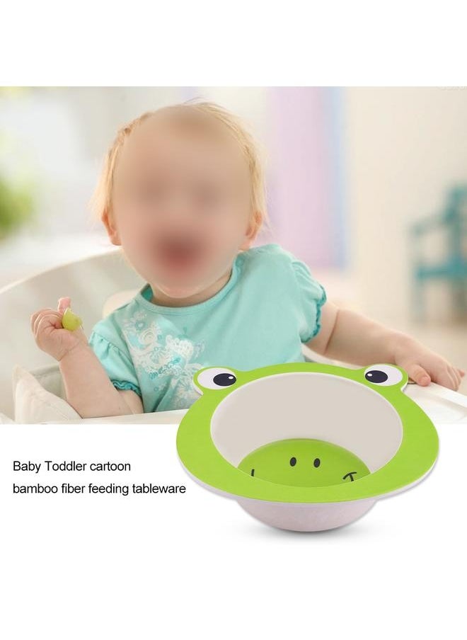 Baby Toddler Cartoon Bamboo Fiber Feeding Dish Dinner Plate Food Tray Children Tableware (Frog)