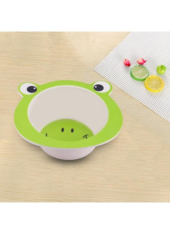Baby Toddler Cartoon Bamboo Fiber Feeding Dish Dinner Plate Food Tray Children Tableware (Frog)